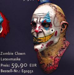 Zombie Clown Latexmaske