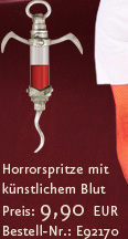 Horrorspritze mit künstlichem Blut